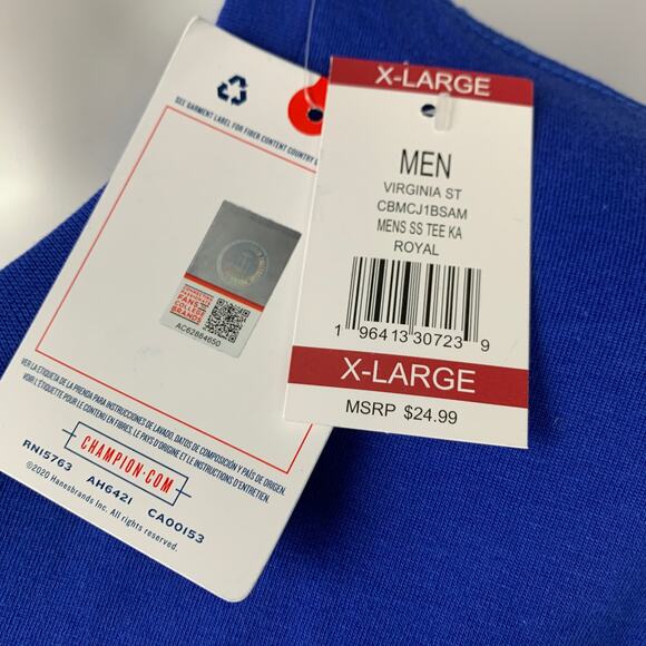 Champion Virginia State Trojans Mens Blue T- Shirt XL - Picture 3 of 4